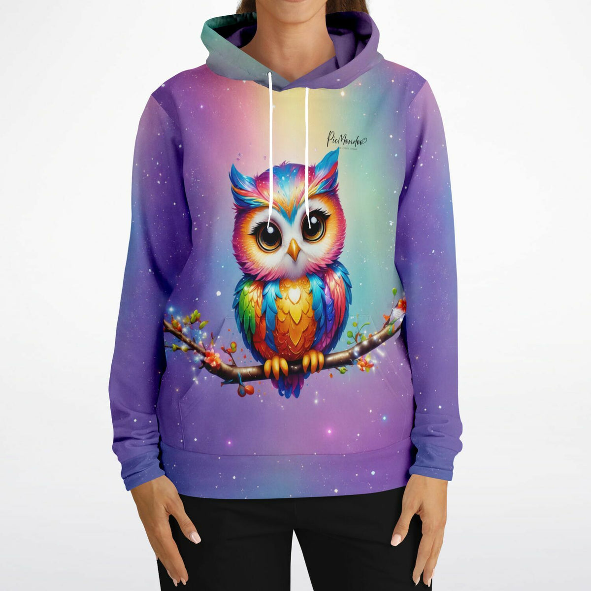 Bunter Dreamer Hoodie mit Eule Fridolin Design im Kunst-Style von Picmondoo für Diamond Painting Fans