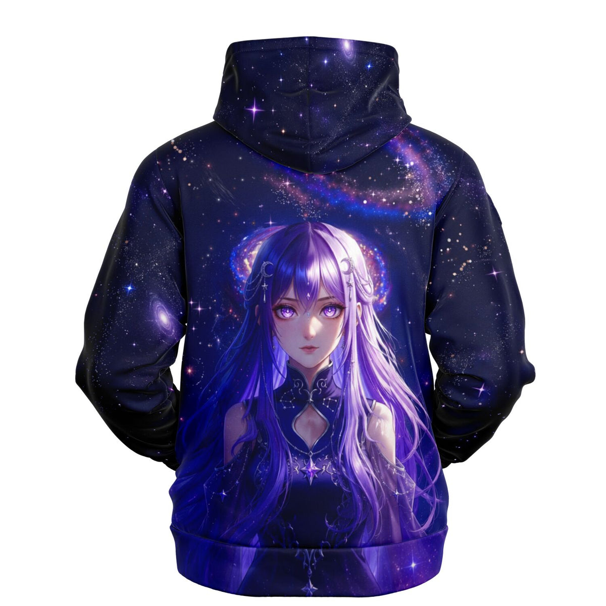 Dreamer Hoodie mit lila Anime-Mädchen Motiv vor einem Sternenhimmel, ideal für Fans von Malen nach Zahlen und Kunst.