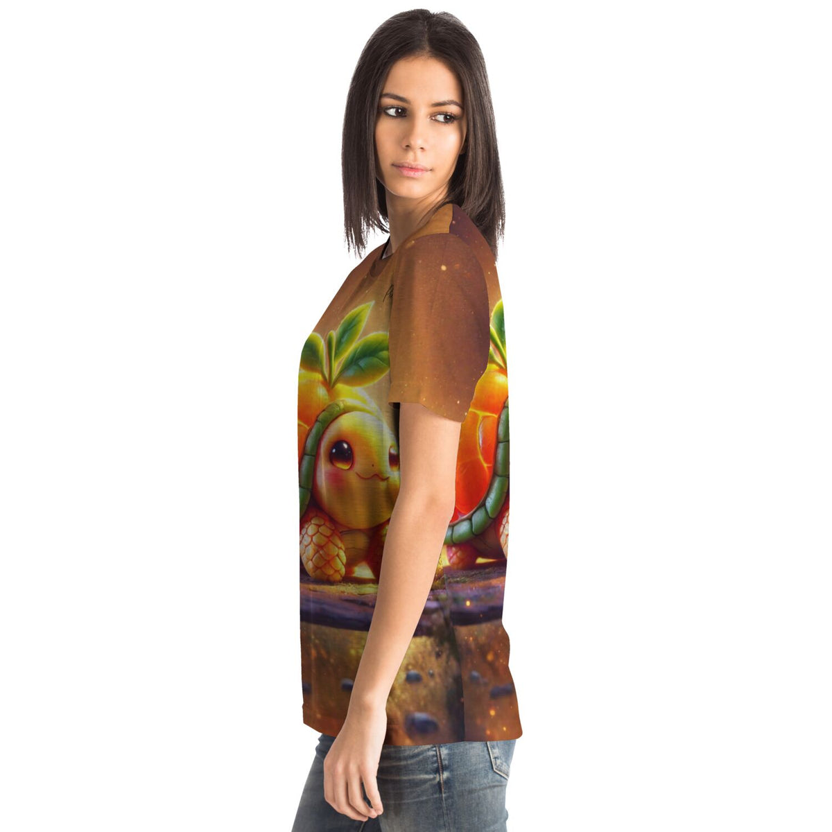 Dreamer T-Shirt Frutty mit süßem Schildkröten-Frucht Motiv als stylischer All-over-Print für Fans kreativer Kleidung