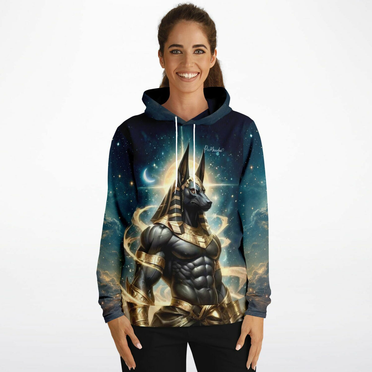 Dreamer Hoodie mit ägyptischem Anubis Motiv in Sternen-Optik, passend zu Diamond Painting und Malen nach Zahlen Stil