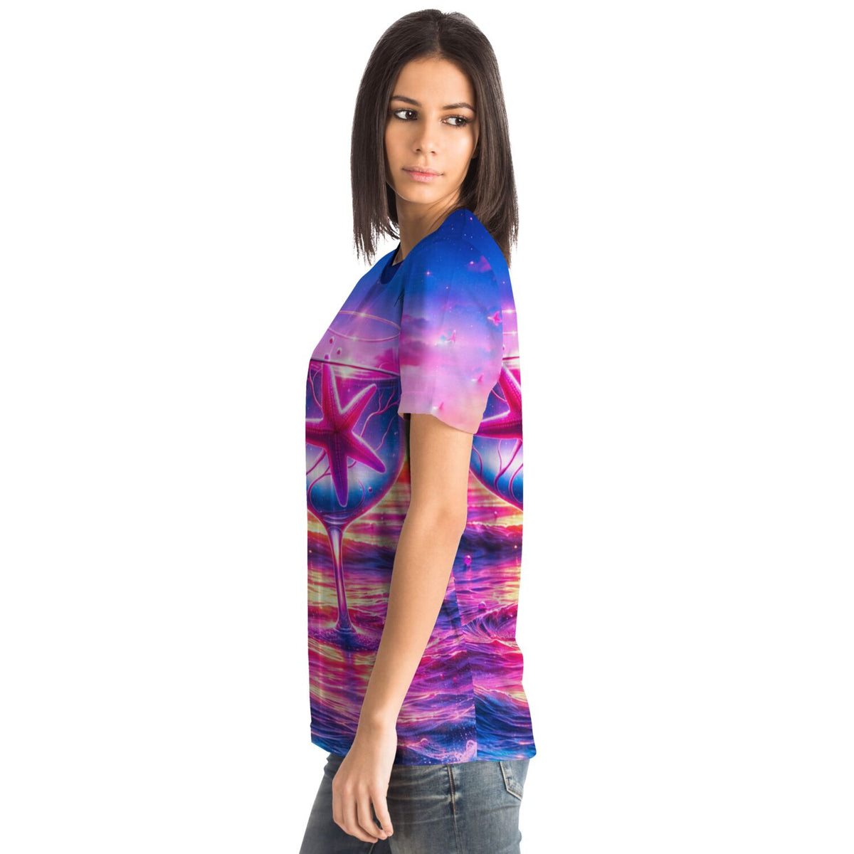 Dreamer T-Shirt - Seesternzauber mit traumhaftem All-Over-Motiv, das an farbenfrohe Diamond Painting Kunstwerke erinnert.