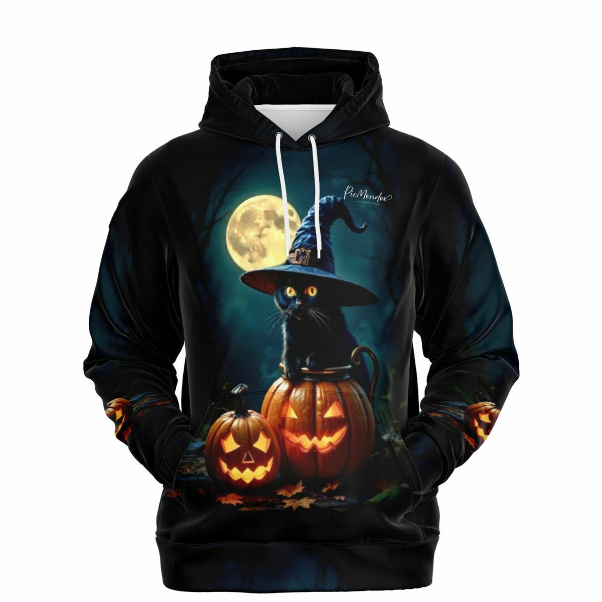 Schwarzer Hoodie mit Wizard Cat Motiv, passend für Fans von Diamond Painting und Malen nach Zahlen für Erwachsene