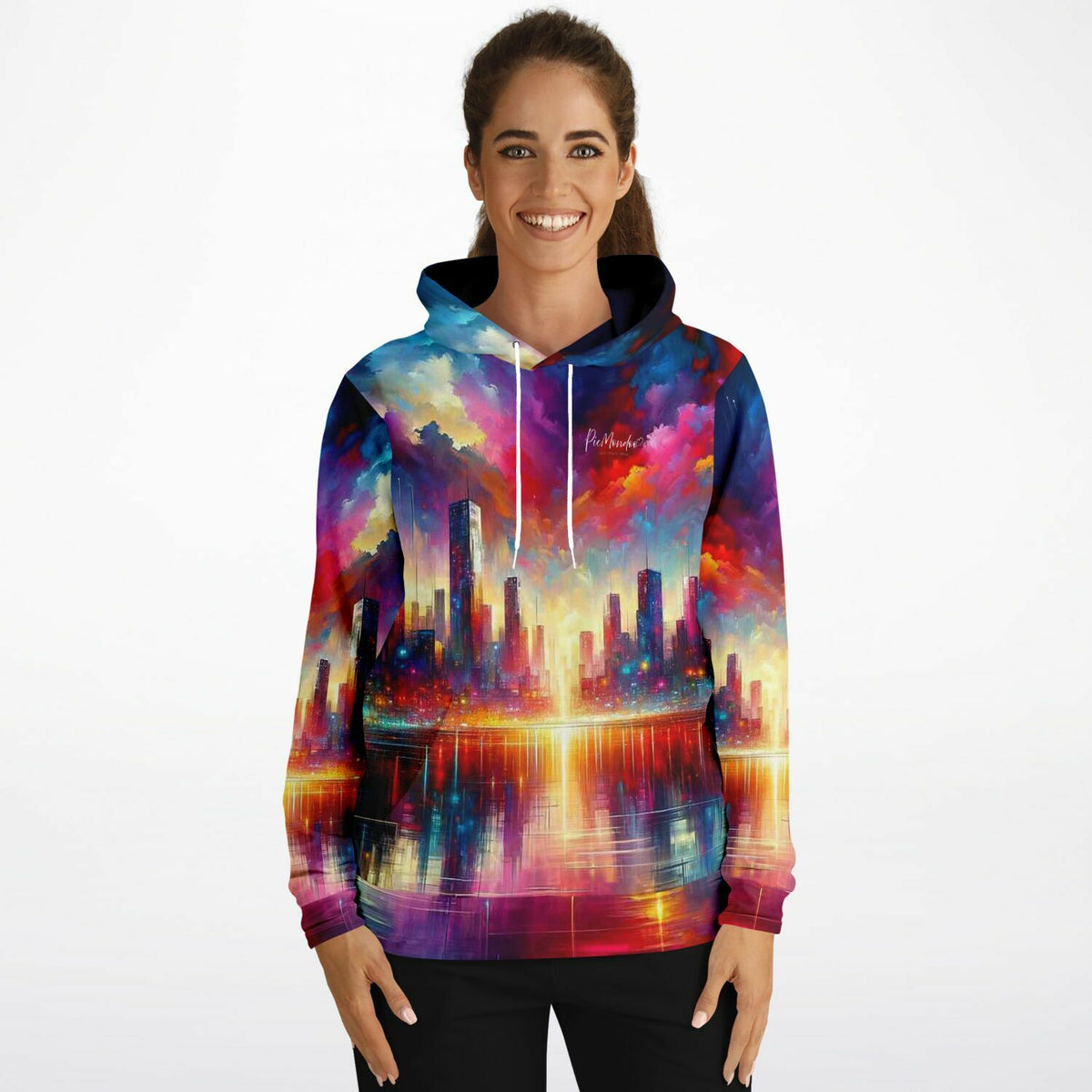 Dreamer Hoodie mit farbenfrohem abstrakten Skyline-Motiv im Stil unserer Diamond Painting und Malen nach Zahlen Designs