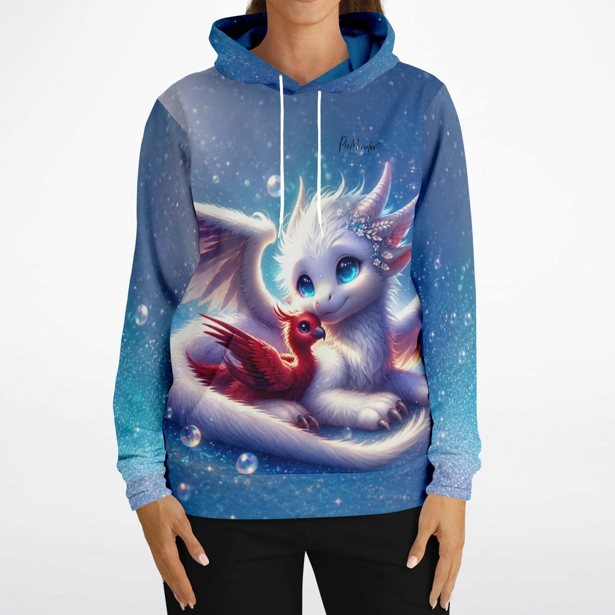 Dreamer Hoodie mit weißem Drachen und rotem Phönix als Motiv – ideal für Fans von Diamond Painting und Fan-Art