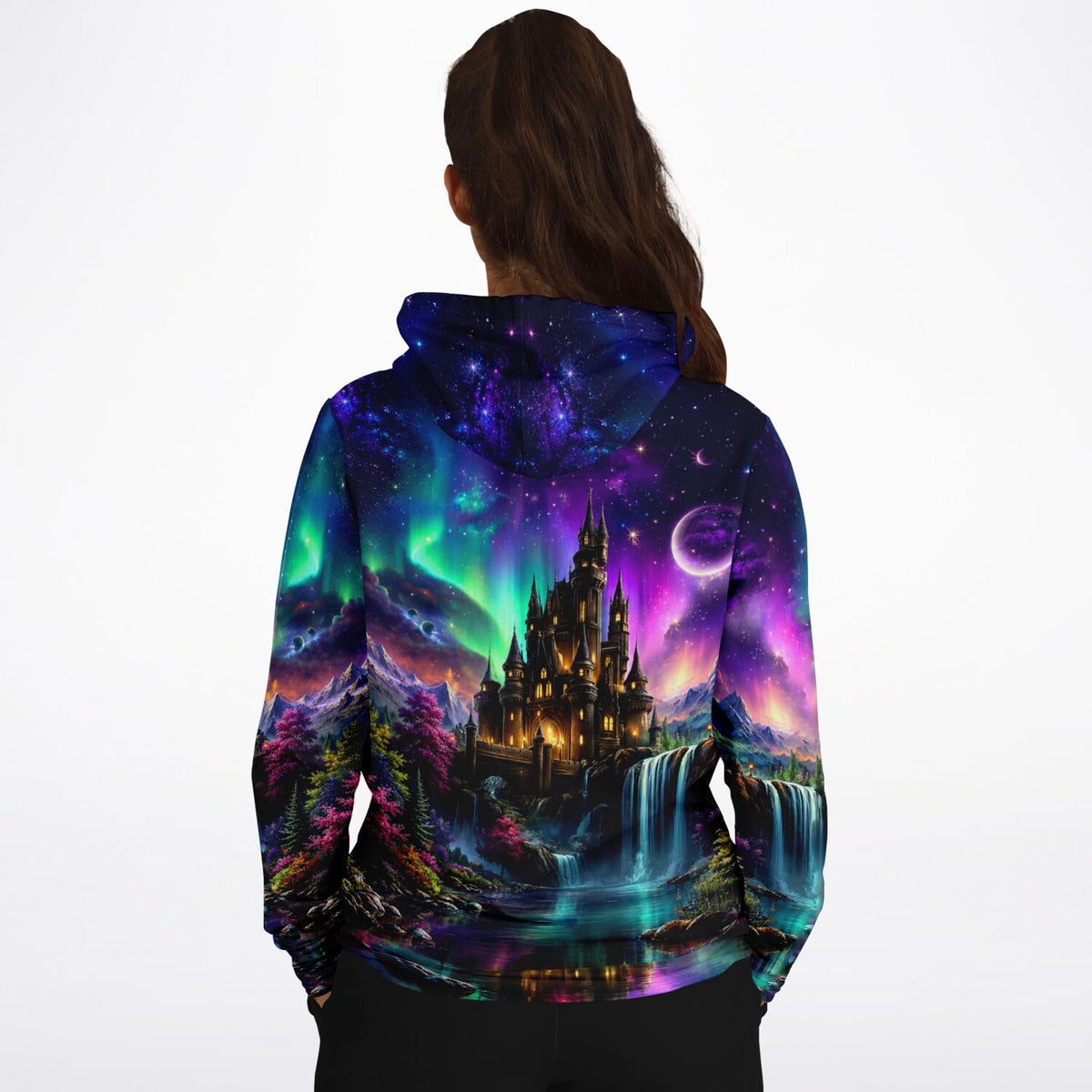 Dreamer Hoodie Echos des Himmels mit Schloss Motiv im Stil von Diamond Painting und Malen nach Zahlen für Erwachsene