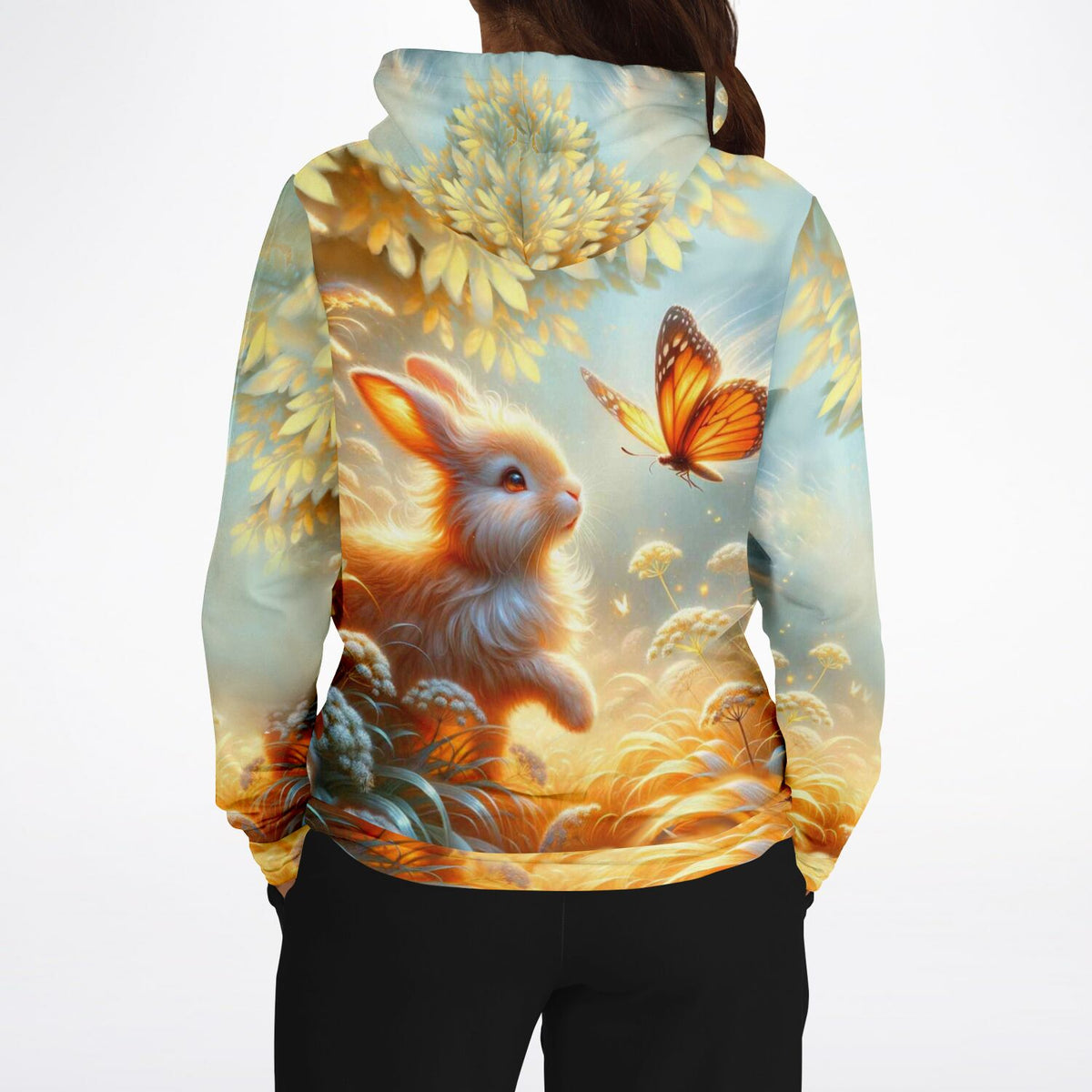 Dreamer Hoodie Häschenfreunde mit Hase und Schmetterling im Stil beliebter Malen nach Zahlen Motive