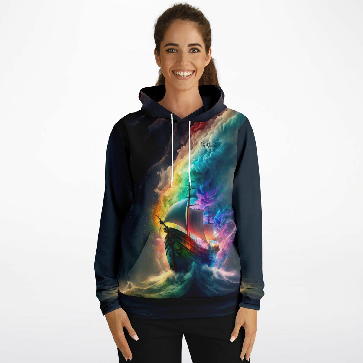 Dreamer Hoodie mit farbenfrohem Schiff-Motiv, inspiriert von Diamond Painting Kunst und kreativen Designs von Picmondoo.
