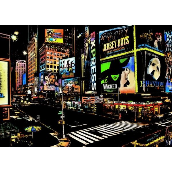 Scratch Painting Set mit New York Times Square Motiv als leuchtendes DIY Kunstwerk für Erwachsene