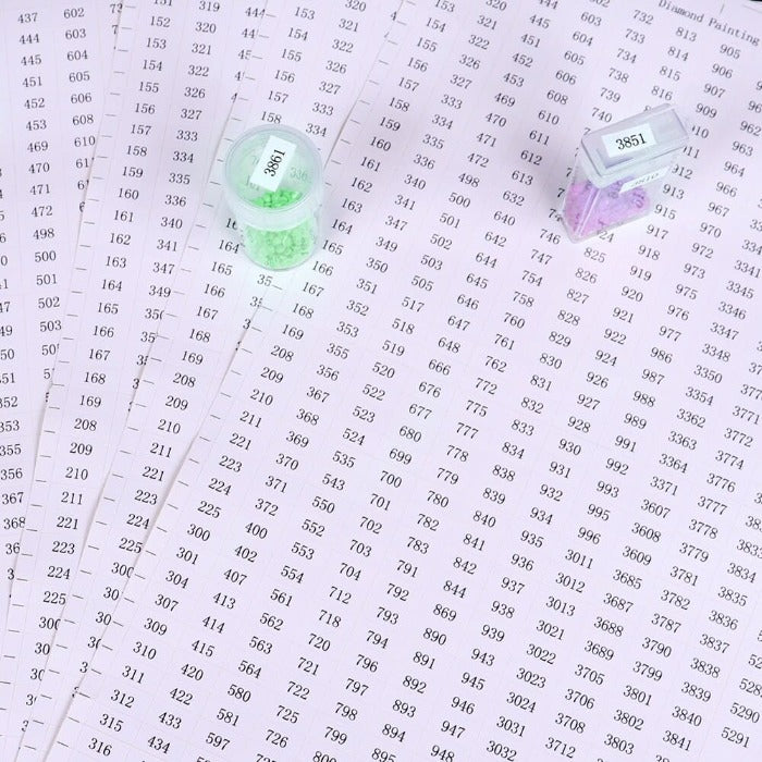 Selbstklebende Diamond Painting Etiketten mit 457 DMC Nummern zur Organisation von Aufbewahrungsdosen und Zubehör