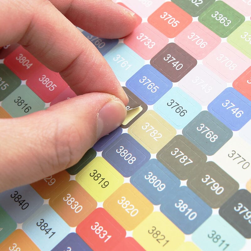 Bunte DMC Nummer Sticker für Diamond Painting Aufbewahrung und Sortierung der Steinchen