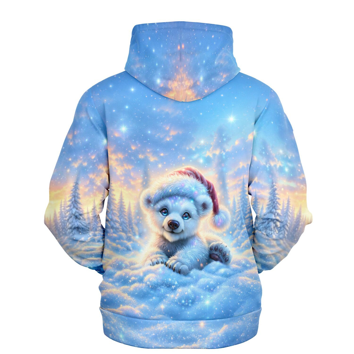 Dreamer Hoodie Kleiner Schneefunkel mit süßem Eisbären in Winterlandschaft, passend zum Diamond Painting Motiv