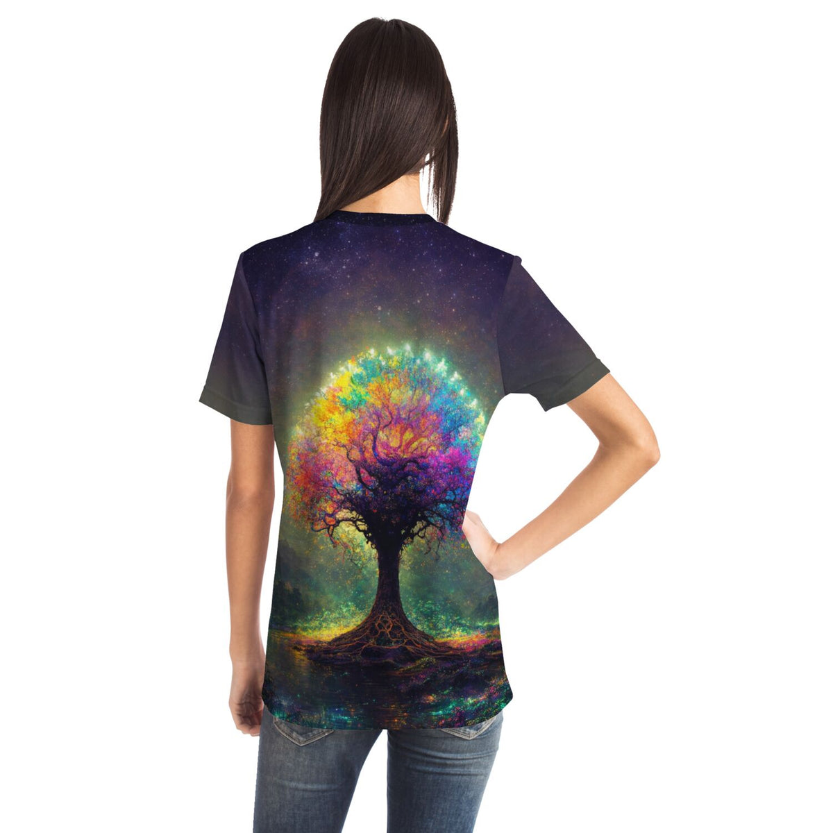T-Shirt mit buntem Lightning Tree Motiv, ideal für Fans von Diamond Painting und Malen nach Zahlen Kunstwerken