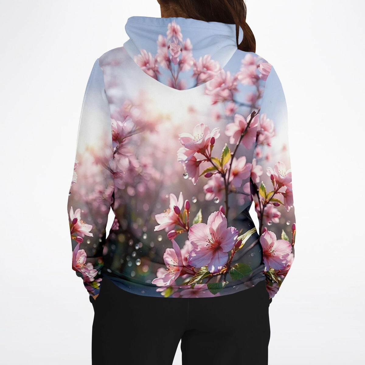 Dreamer Hoodie mit zartem Kirschblüten-Print, stilvoller All-Over-Druck für Fans von floralem Design und DIY-Ästhetik