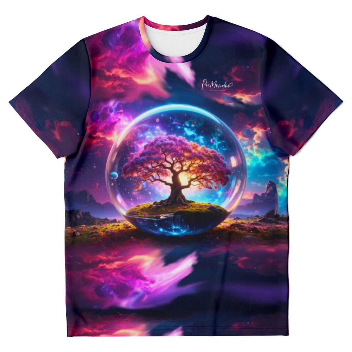 Dreamer T-Shirt Arbor Eternis mit farbenfrohem Baum-Motiv im Glaskugel-Design passend zu Diamond Painting Kunstwerken