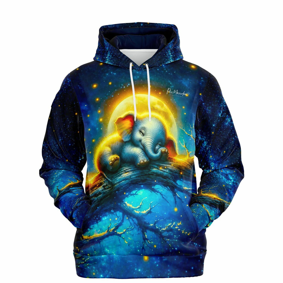Dreamer Hoodie Mondschein Elefant mit leuchtendem Nachthimmel Design für Fans von Diamond Painting und Kunstmotiven