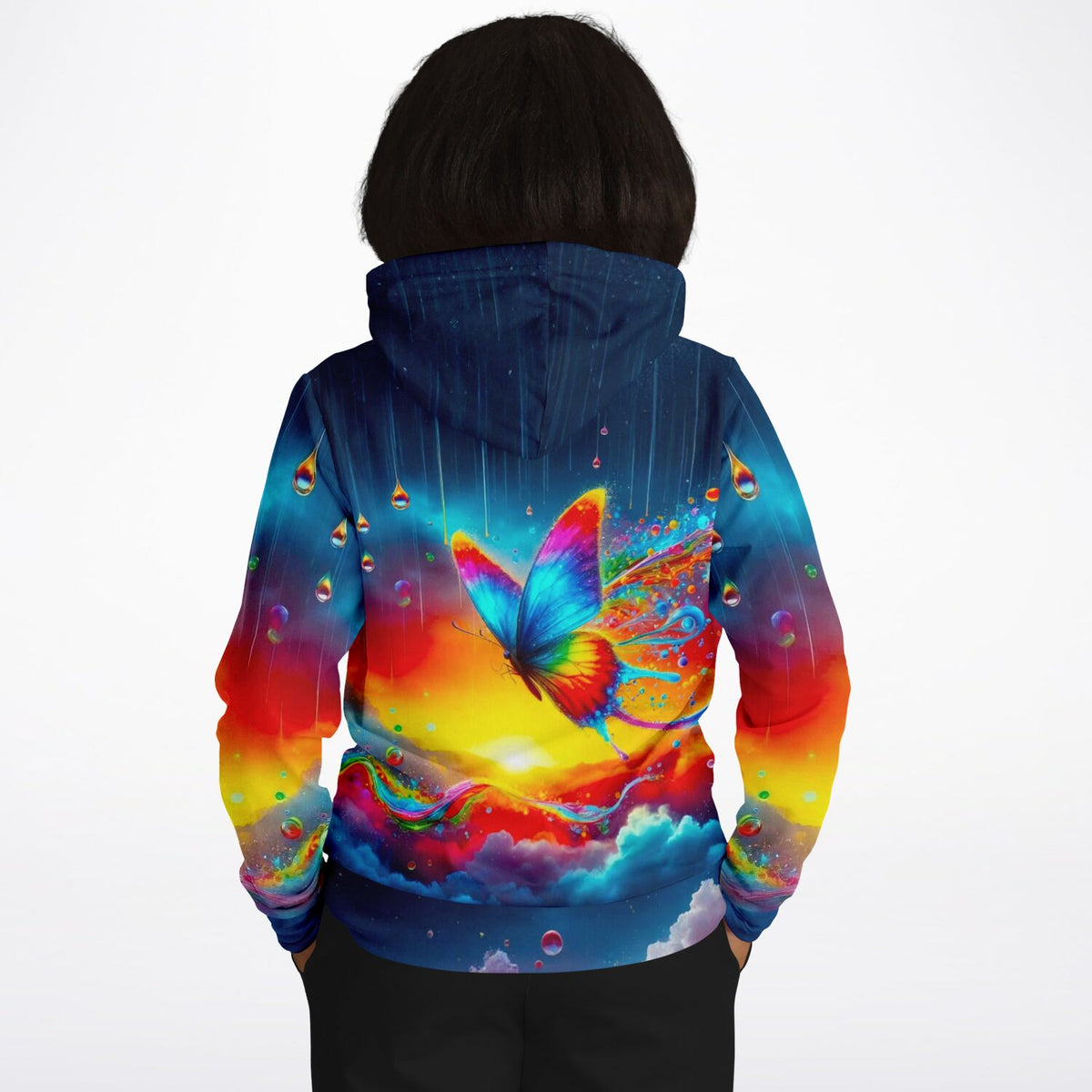 Dreamer Hoodie mit farbenfrohem Schmetterling im Regenbogenfluss, inspiriert von Diamond Painting und Malen nach Zahlen