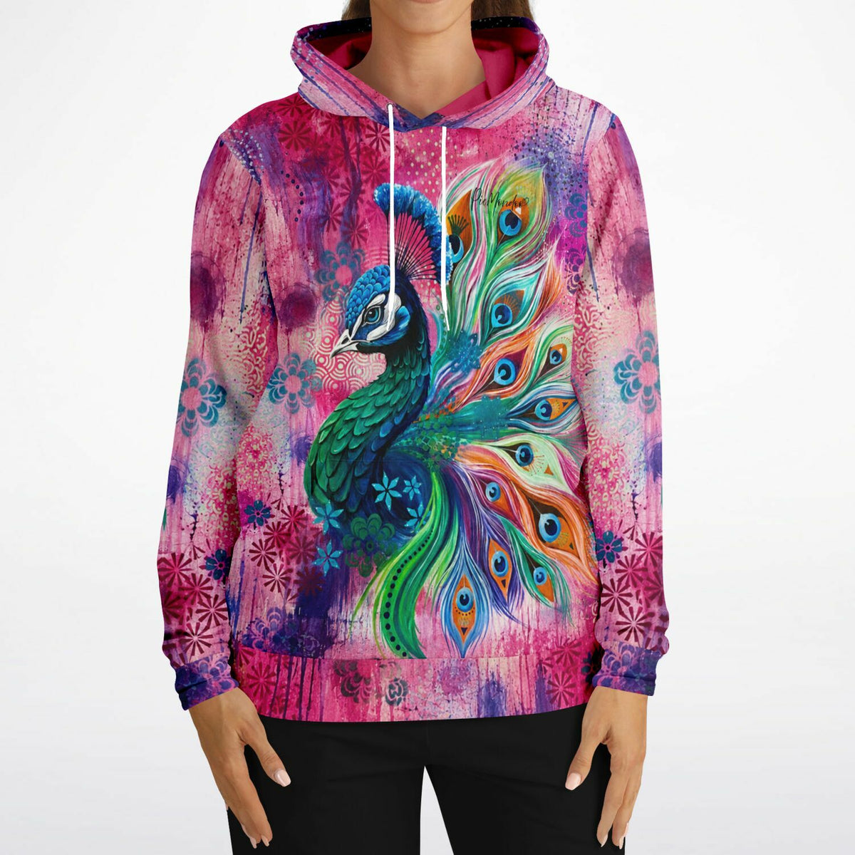 Dreamer Hoodie mit farbenfrohem Pfau-Motiv im Stil unserer Malen nach Zahlen und Diamond Painting Kunstwerke