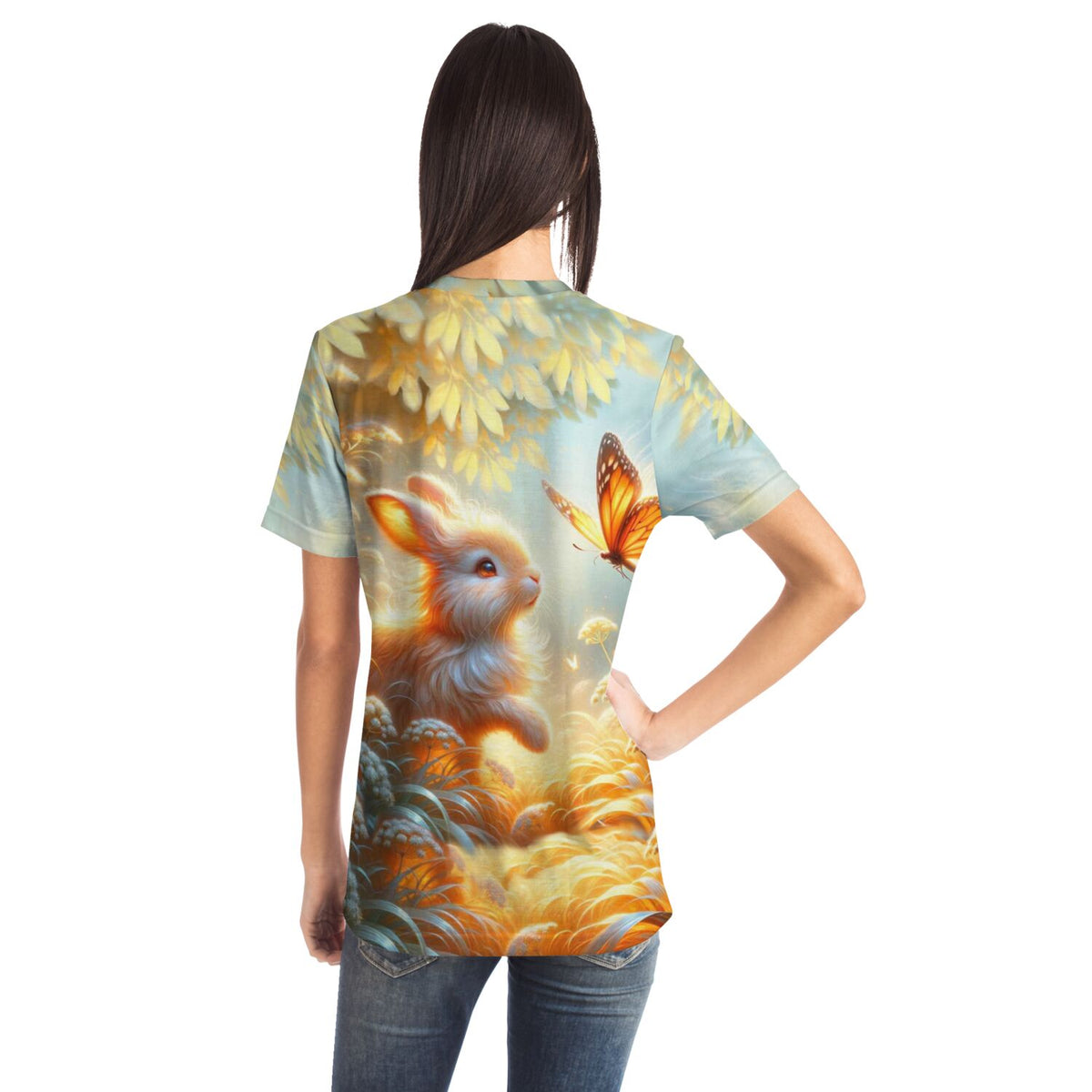 T-Shirt mit Häschenfreunde Motiv, inspiriert durch Diamond Painting und Malen nach Zahlen Kunststile