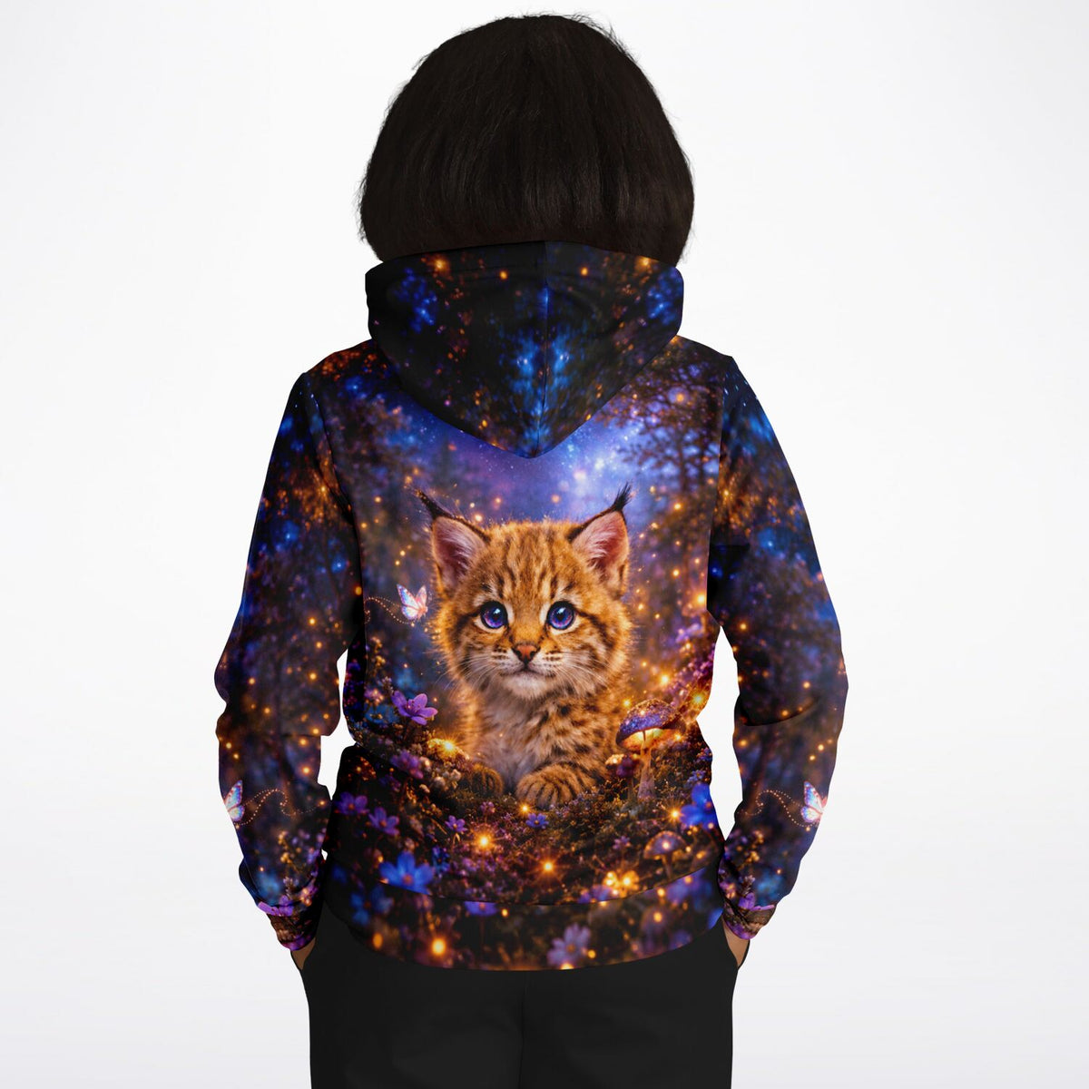 Dreamer Hoodie mit magischem Luchs-Motiv im Stil von Diamond Painting Kunstwerken