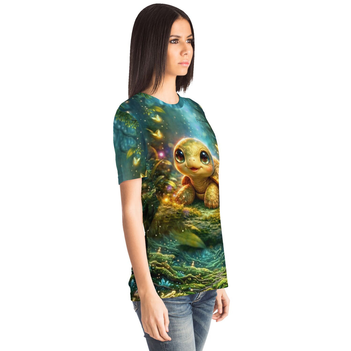 Dreamer T-Shirt mit süßem Schildkröten-Motiv, inspiriert von magischen Diamond Painting und Malen nach Zahlen Designs.