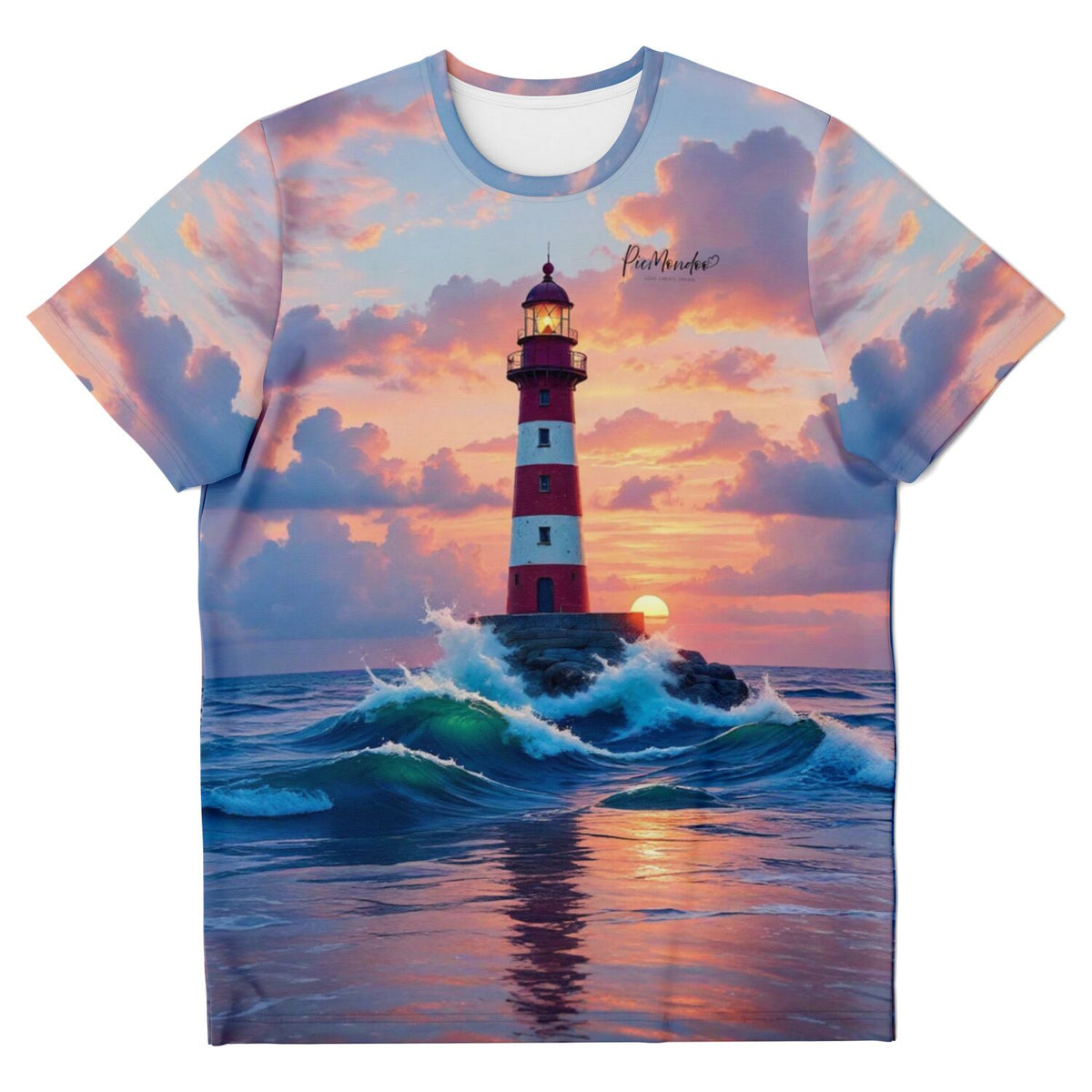 T-Shirt mit Leuchtturm-Motiv im Stil von Diamond Painting und Malen nach Zahlen für kreative Erwachsene