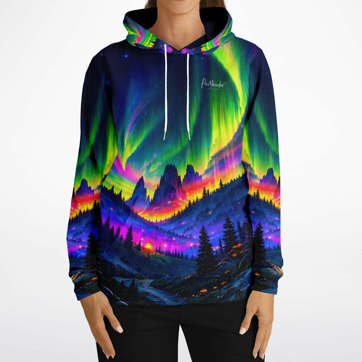 Dreamer Hoodie Nacht der bunten Lichter mit Nordlicht-Motiv, inspiriert von Diamond Painting Farbwelten