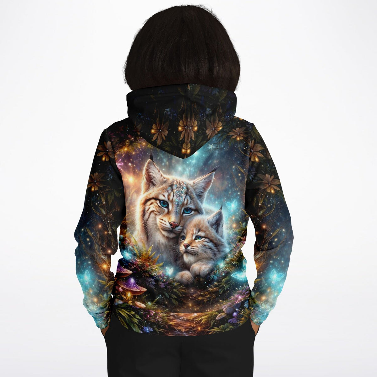 Dreamer Hoodie mit magischem Luchs-Motiv, das den Stil beliebter Diamond Painting und Malen nach Zahlen Sets widerspiegelt