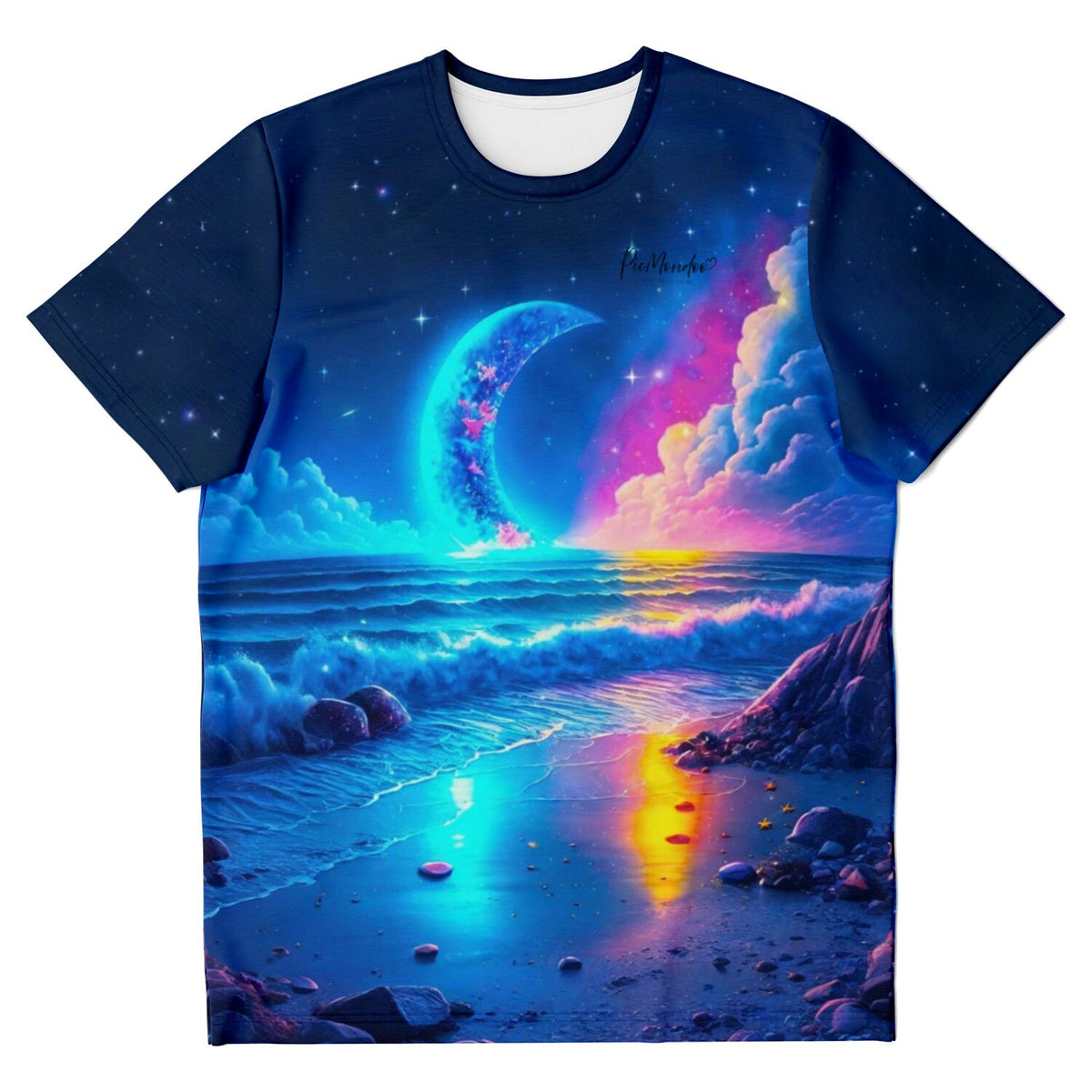 Dreamer T-Shirt mit leuchtendem Strand im Mondschein Motiv, ideal für Diamond Painting und Malen nach Zahlen Fans.
