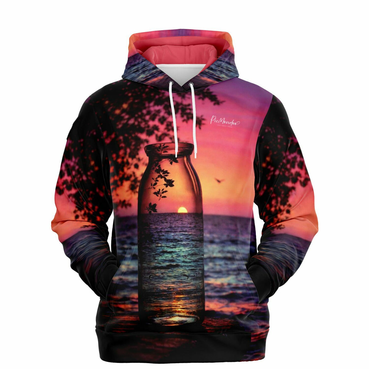 Dreamer Hoodie mit Roter Sonnenuntergang Motiv – stylischer All-Over-Print Hoodie für kreative DIY-Fans