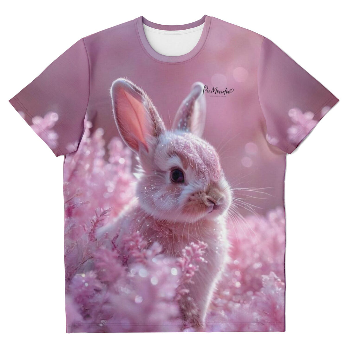 Rosa Dreamer T-Shirt mit süßem Hasen-Motiv, inspiriert durch Diamond Painting und Malen nach Zahlen Design-Ästhetik.