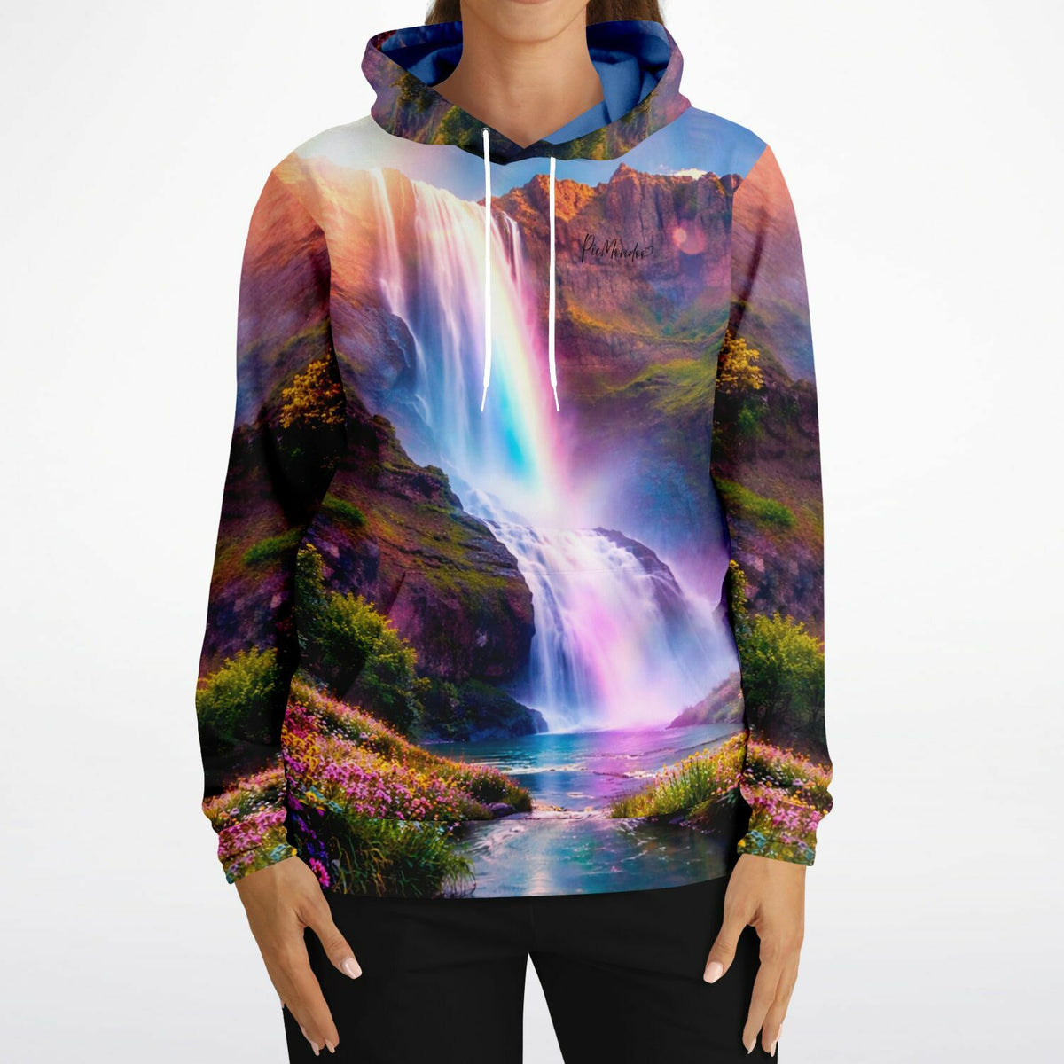 Dreamer Hoodie mit farbenfrohem Wasserfall-Motiv, inspiriert von Diamond Painting Kunst und Malen nach Zahlen Designs