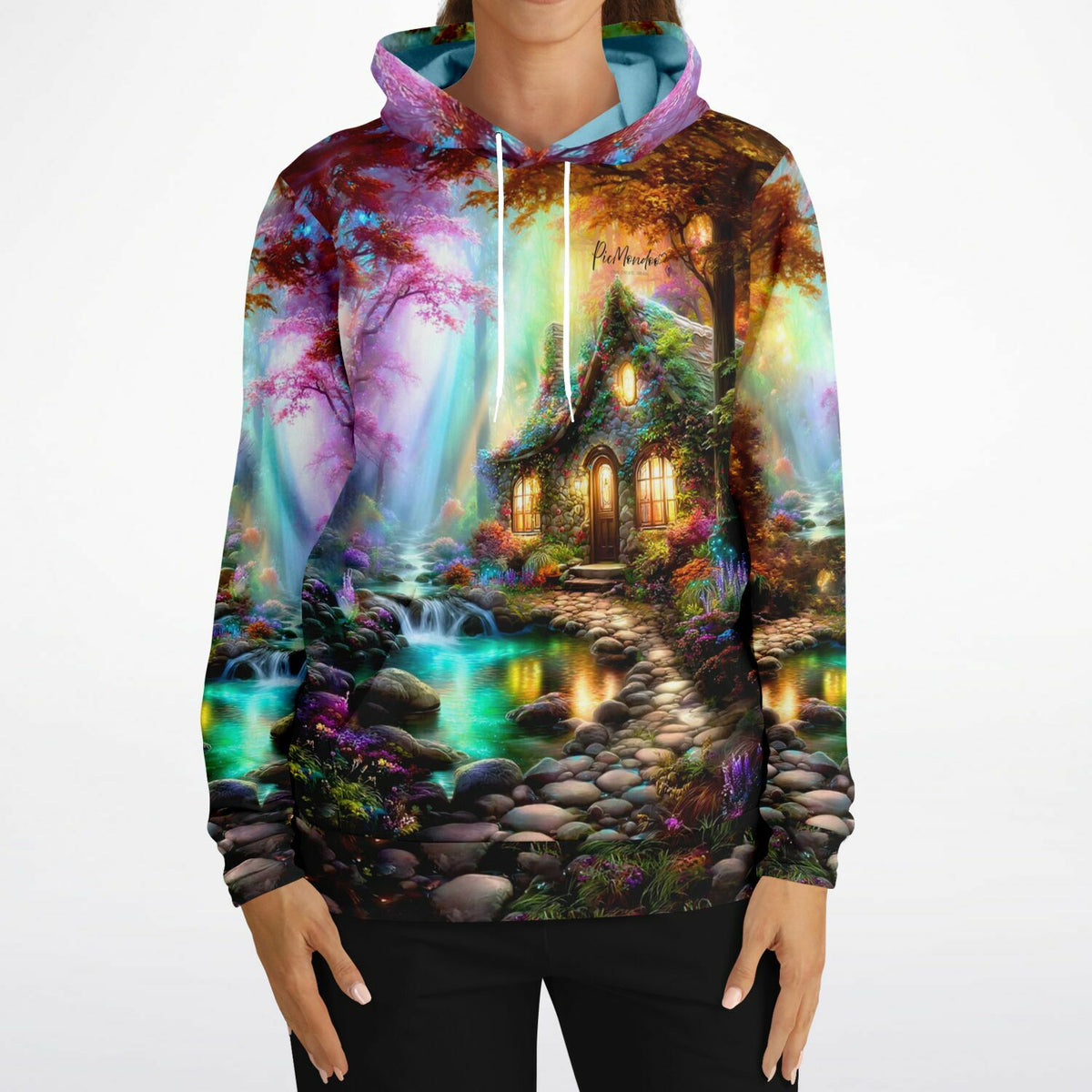 Dreamer Hoodie Heimkehr mit farbenfrohem Wald- und Hüttenmotiv im Stil beliebter Diamond Painting und Malen nach Zahlen Sets