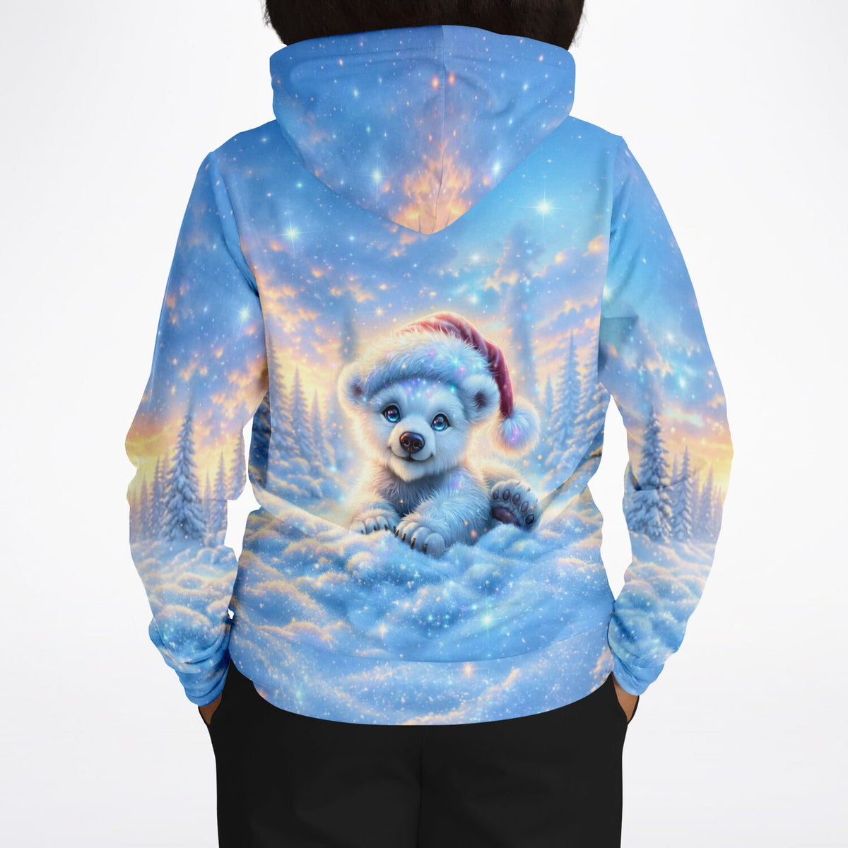 Dreamer Hoodie Kleiner Schneefunkel mit süßem Eisbär-Motiv im Winterwald-Design für Diamond Painting Fans