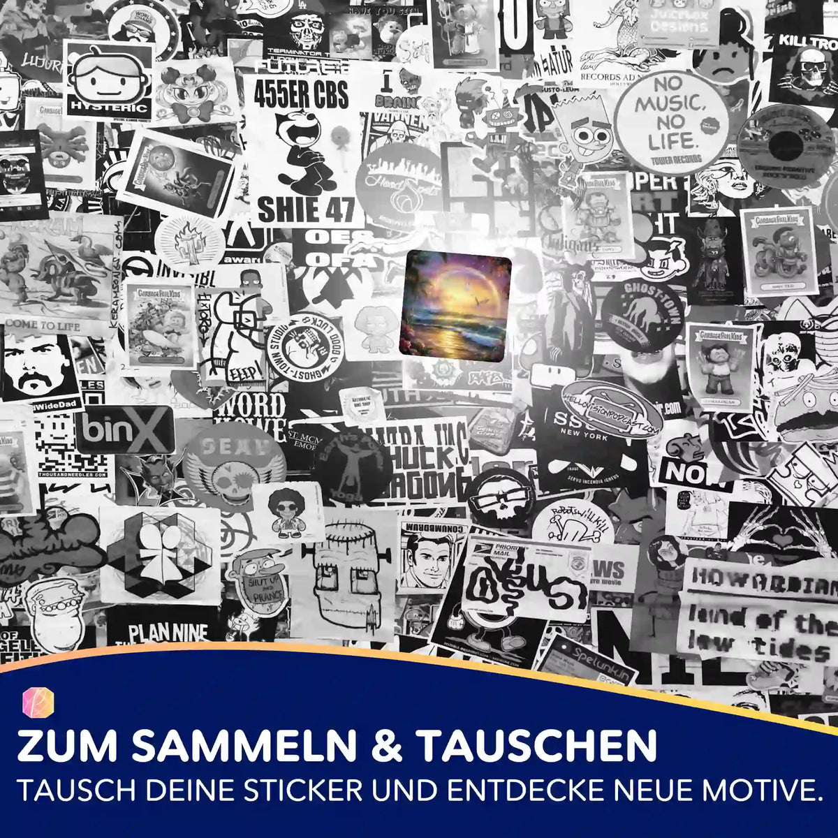 Farbiger Aufkleber mit Motiv Zwischen Himmel und Meer für Diamond Painting Fans und zur Gestaltung von DIY-Bastelsets.