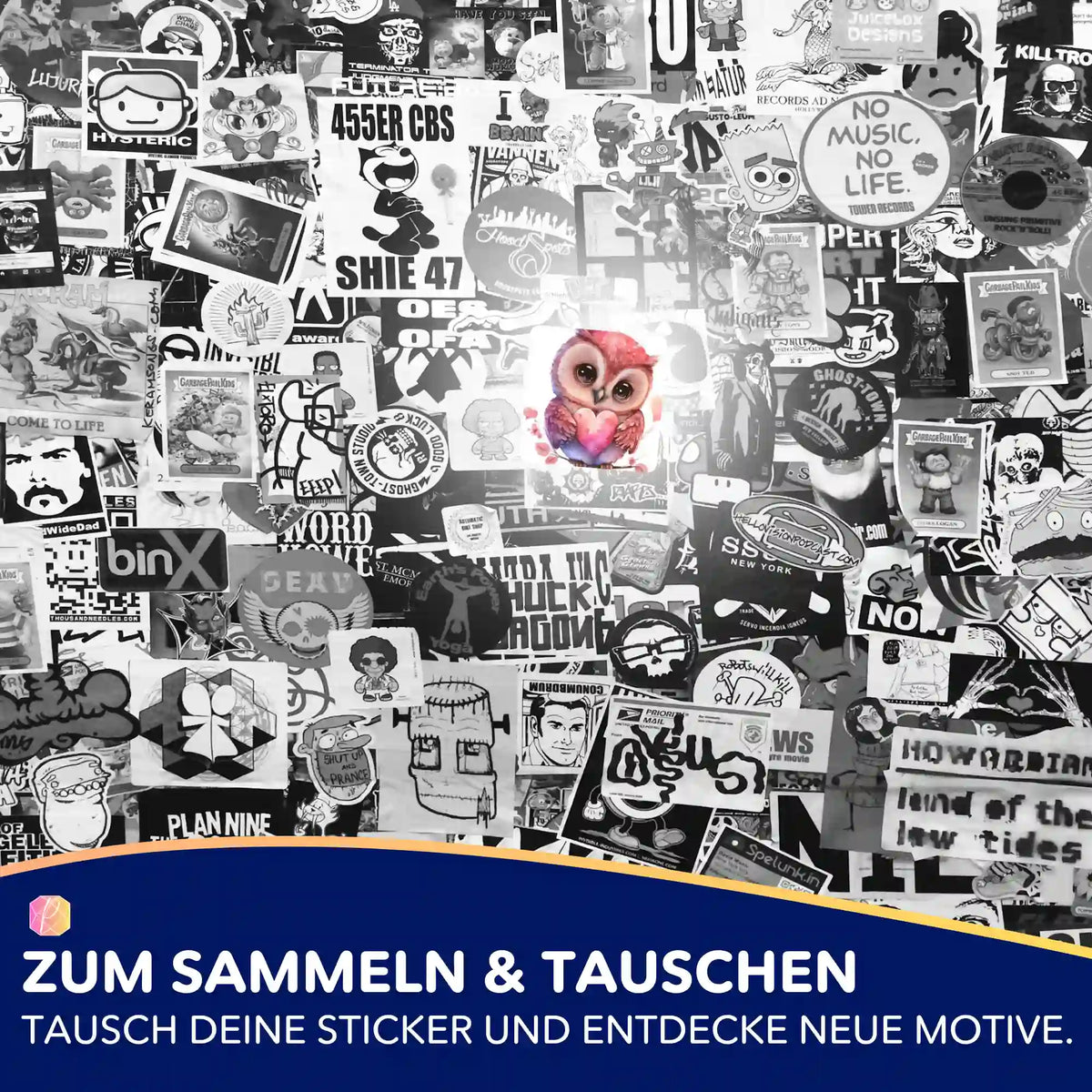 Farbenfroher Loving Owl Aufkleber aus dem Picmondoo Diamond Painting Zubehör für dein Hobby
