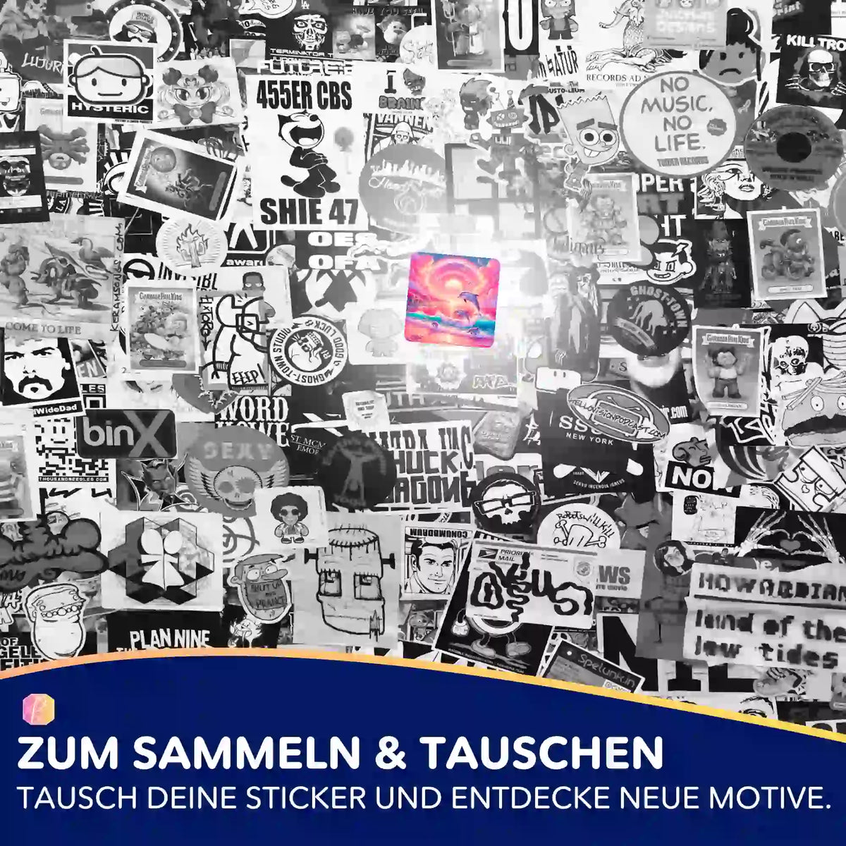 Farbenfroher Pinkes Meeresrauschen Sticker aus dem Picmondoo Diamond Painting Zubehör-Set zur Organisation