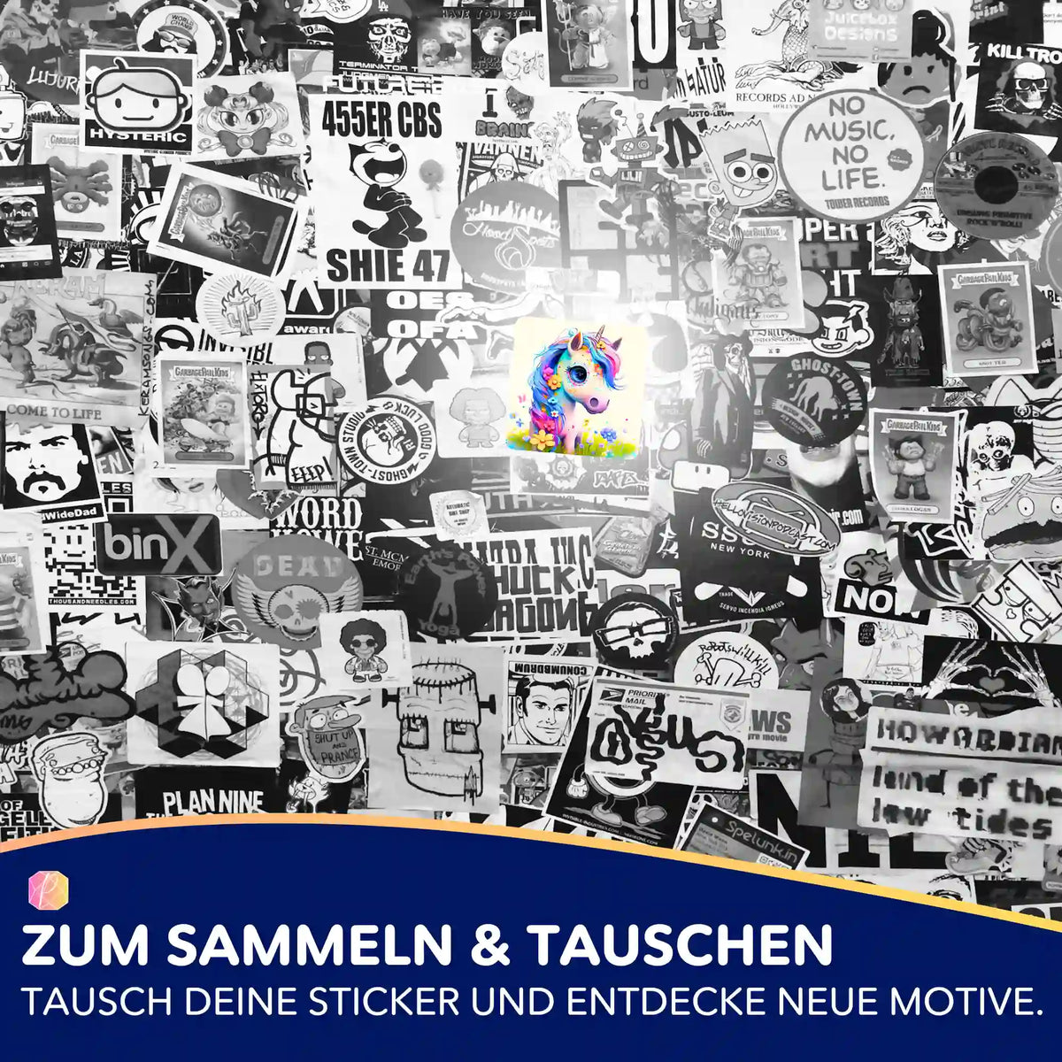 Buntes Einhorn-Sticker Set für Diamond Painting zur Organisation von Zubehör und Bastelsets von Picmondoo.