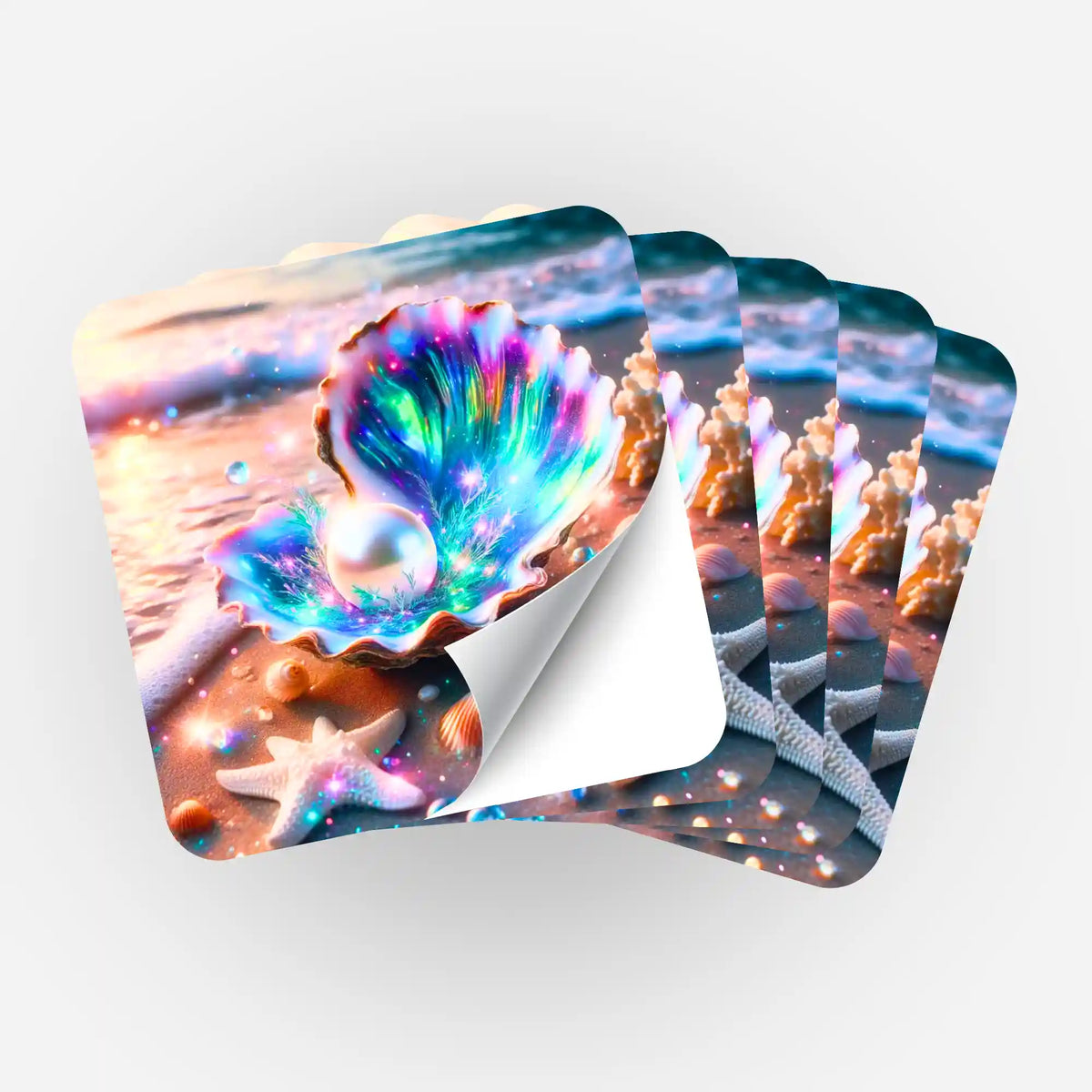 5er-Set Aufkleber mit Muschel-Motiv Innerer Schatz für Diamond Painting und Bastelbedarf am Strand