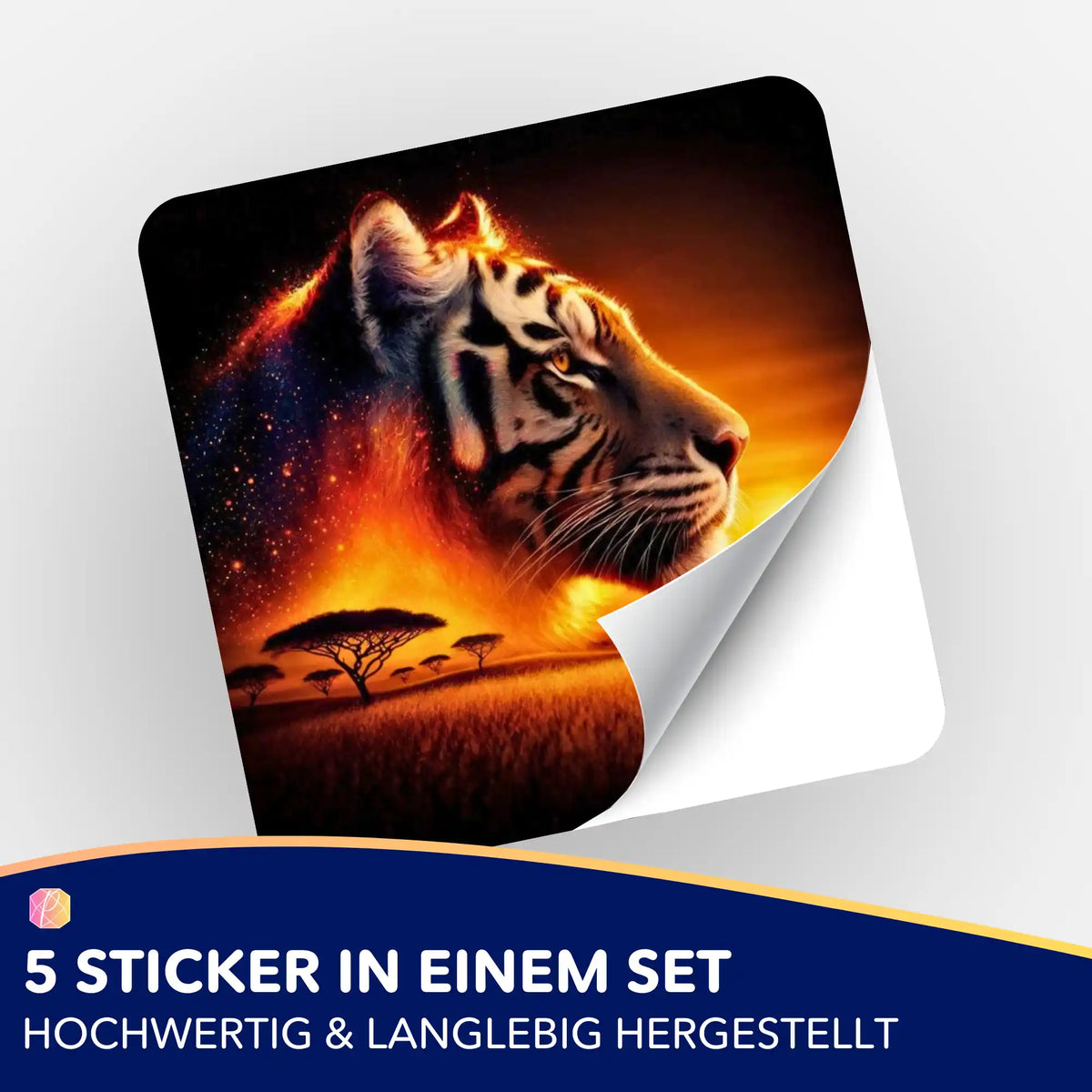 Picmondoo Sticker-Set mit Tiger-Motiv zur Organisation von Diamond Painting und Malen nach Zahlen Sets