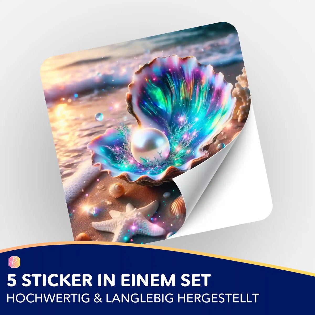 Picmondoo Aufkleber-Set Innerer Schatz mit Muschel und Perle für Diamond Painting und Bastelbedarf