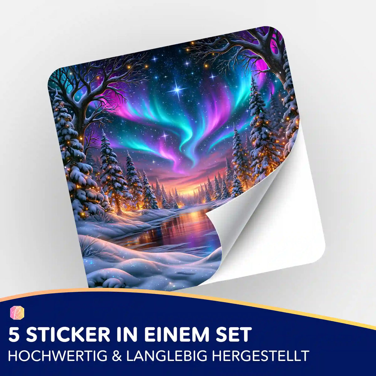 5er-Set Aufkleber mit Nordlichtern Motiv zur Organisation von Diamond Painting Zubehör und Bastelsets