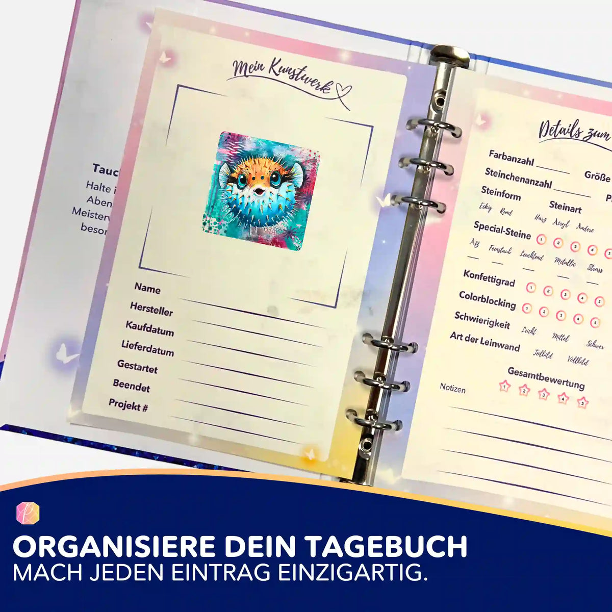 Picmondoo 5er-Set Aufkleber zur Organisation von Diamond Painting Projekten und Malen nach Zahlen Kunstwerken im Tagebuch