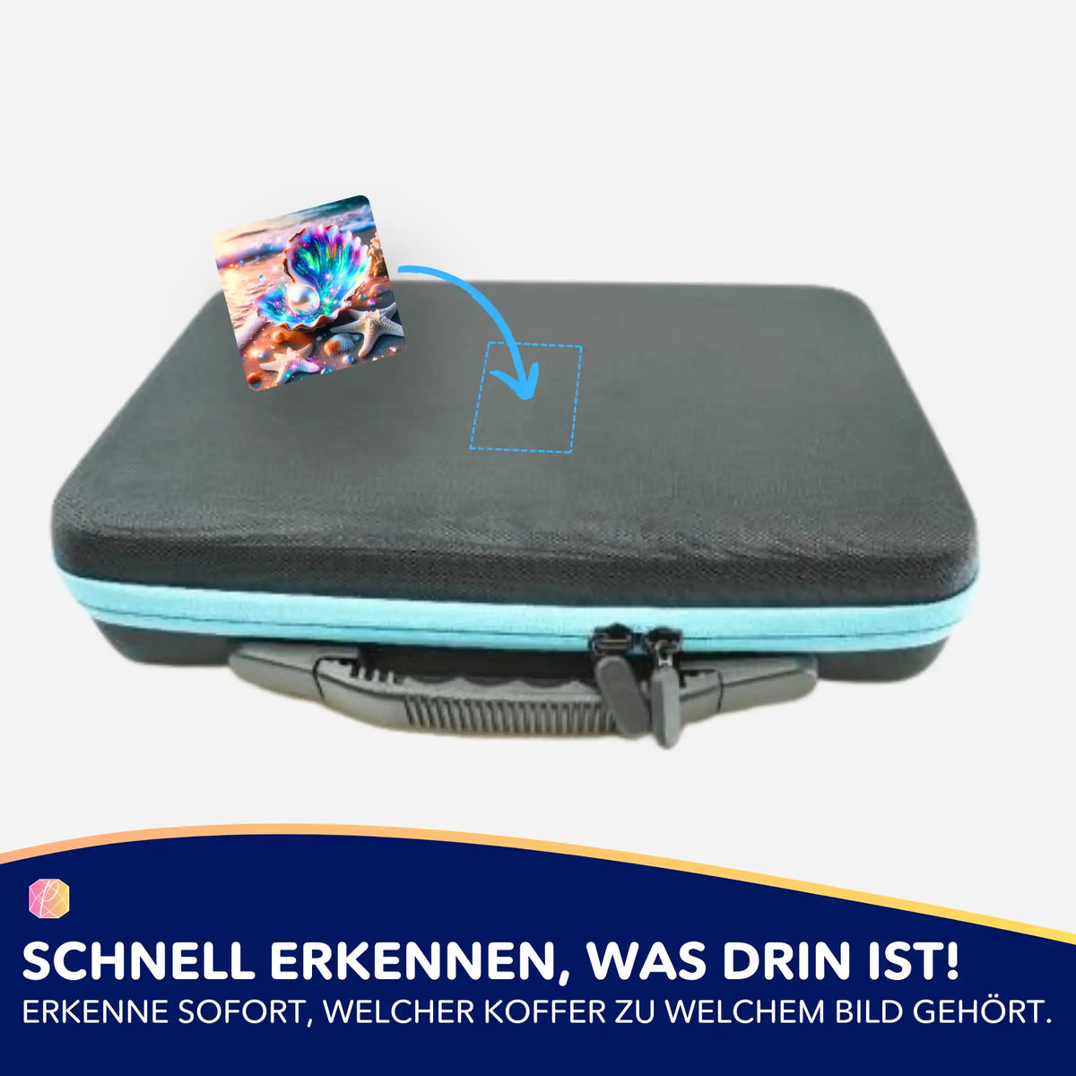 Picmondoo Diamond Painting Aufkleber zur Organisation von Koffern mit Muschel-Motiv