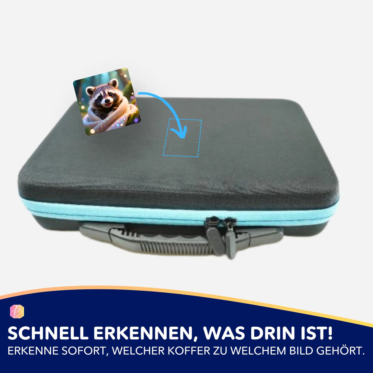 Waschbär-Aufkleber für Diamond Painting Koffer zur Organisation von Zubehör passend zum Diamond Painting Motiv