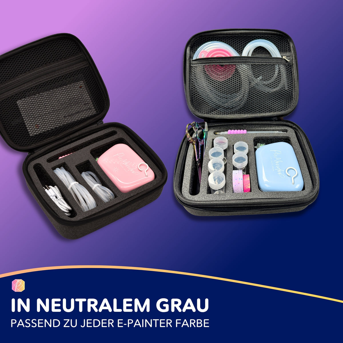 Picmondoo Aufbewahrungsbox für E-Painter Zubehör mit Schaumstoffeinsatz für Diamond Painting Werkzeuge und Kabel.