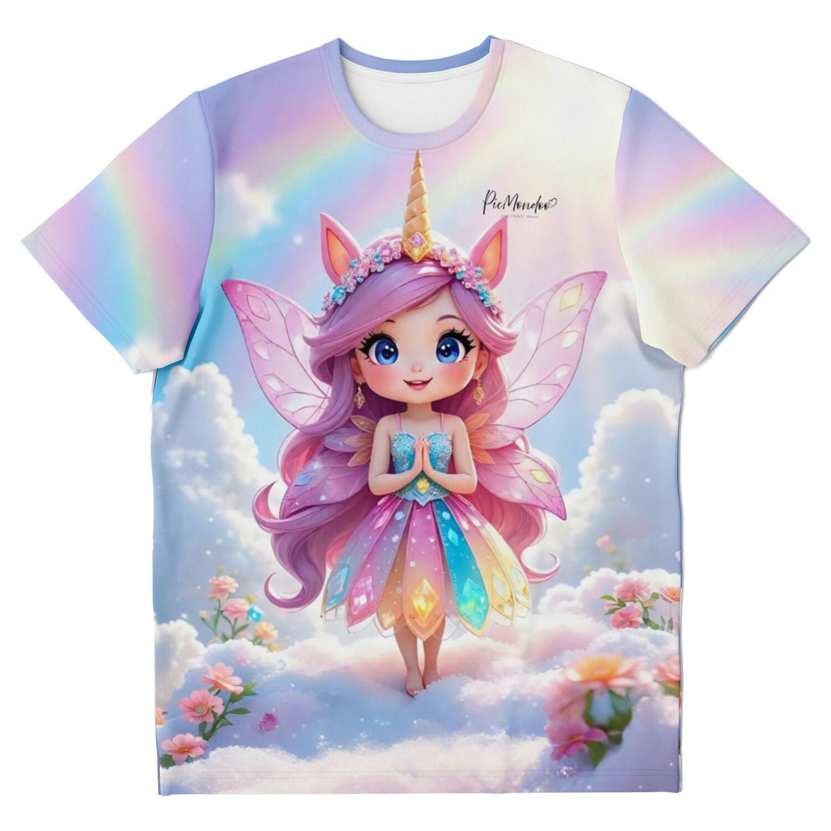 Dreamer T-Shirt mit Fee im Wolkenreich Motiv im Stil von Diamond Painting und Malen nach Zahlen Designs