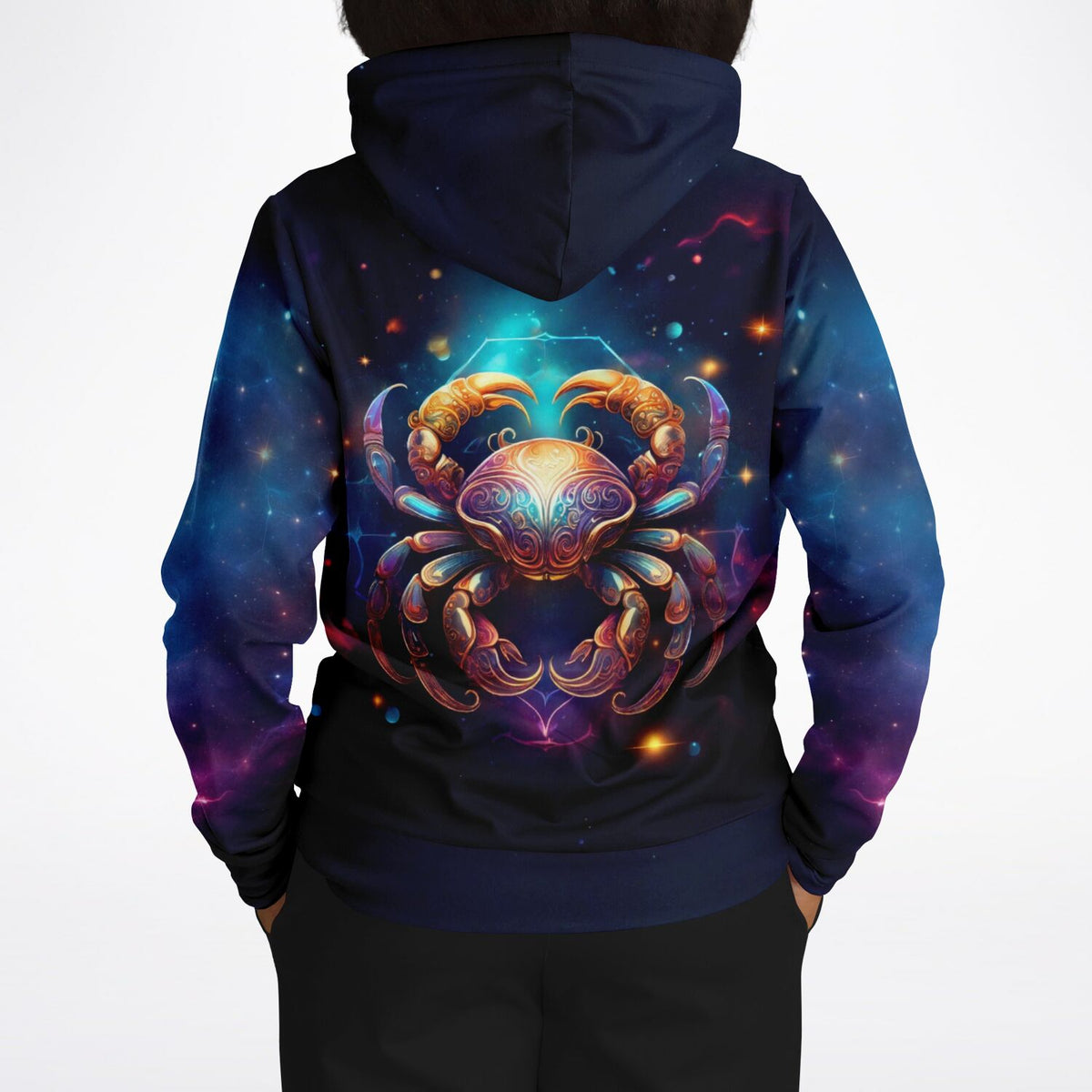 Dreamer Hoodie mit Sternzeichen Krebs Motiv in galaktischem Design, ideal für Fans von Diamond Painting und Kunst.