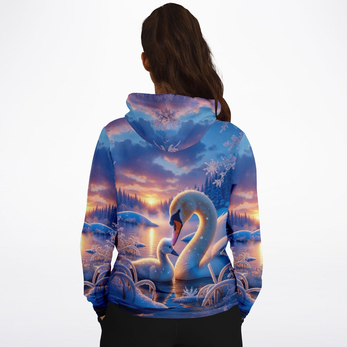 Dreamer Hoodie mit Schwan-Motiv im Winter-Design, perfekt für Fans von Diamond Painting und Malen nach Zahlen