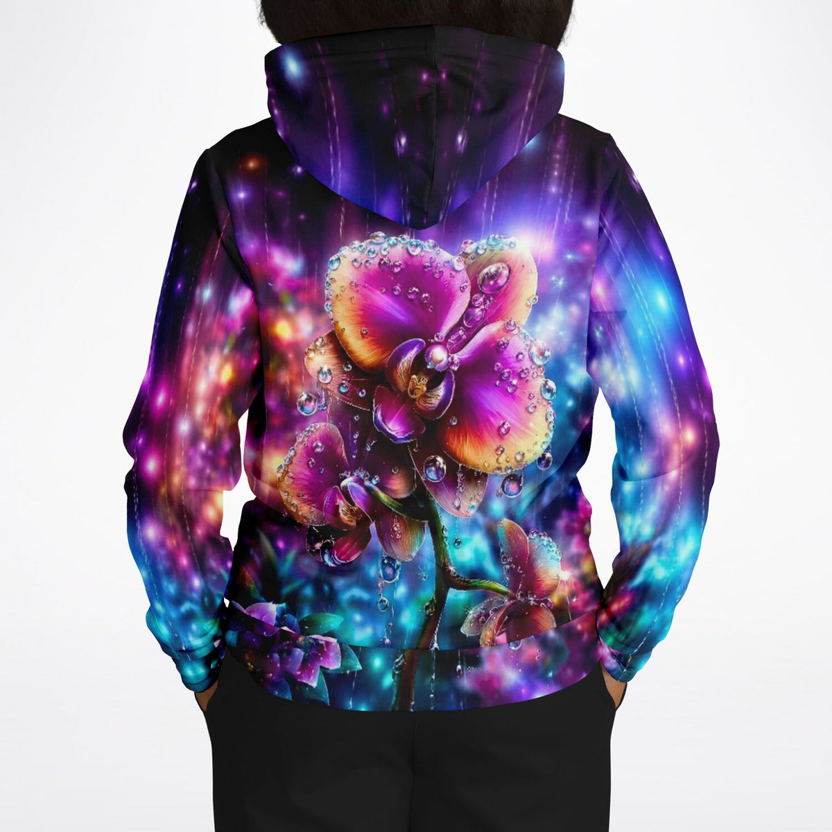 Dreamer Hoodie Regenkuss mit leuchtendem Blumen-Motiv im Stil von Diamond Painting und Malen nach Zahlen Kunst