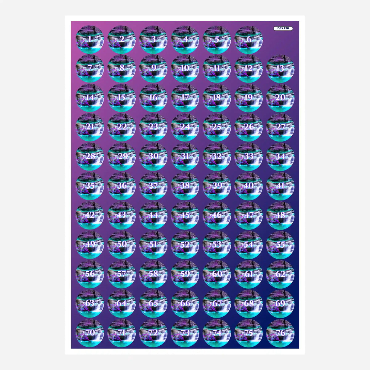 Döschenaufkleber mit Wasserfall-Motiv zur Organisation von Diamond Painting Steinen für Diamond Painting Sets
